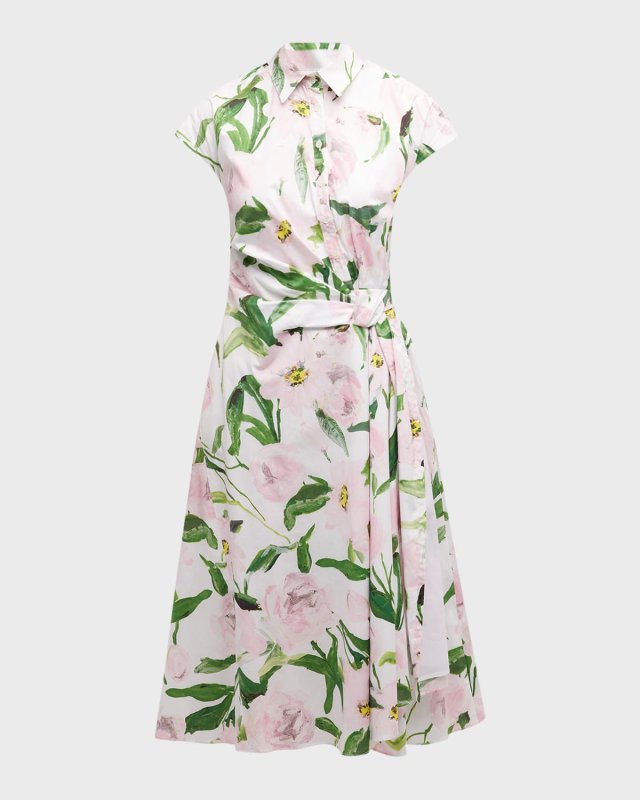 Faux Wrap Floral Print Midi Dress